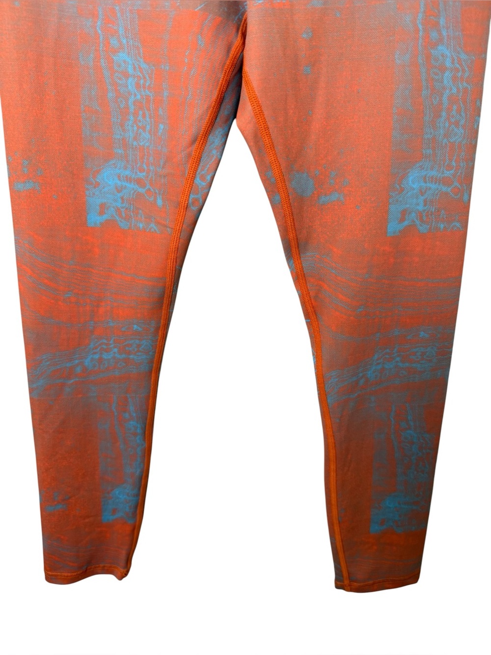 ZYIA Small Orange Leggings with Blue Abstract Print - Picture 3 of 7